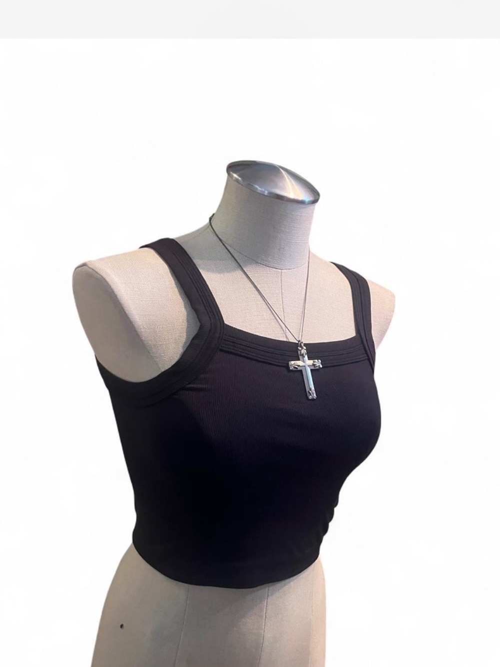 Target Black Ribbed Square-Neck Crop Tank